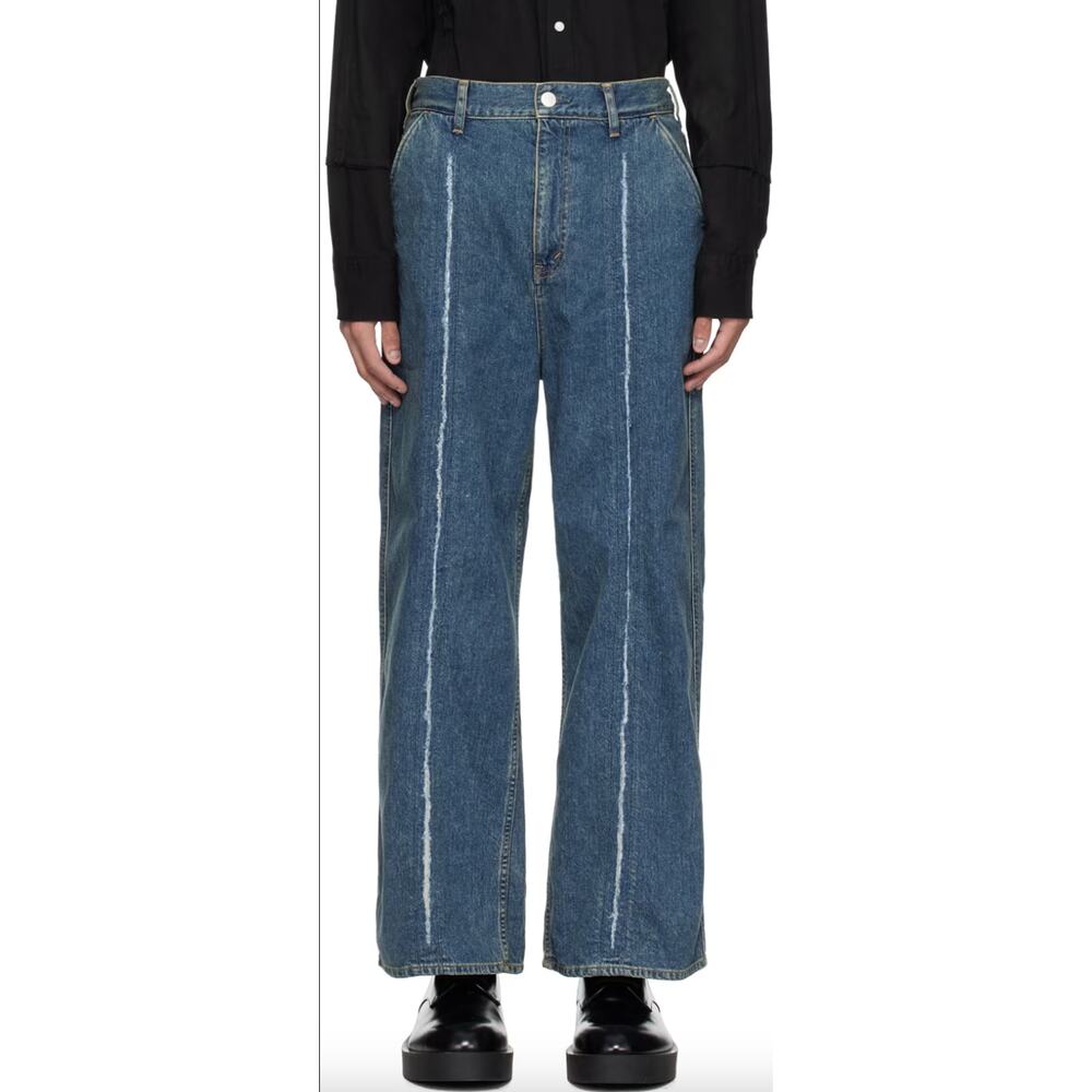 NEW Jieda Cutting Wide Denim Indigo Split Seam Jeans Japan Size 4 US Size 32